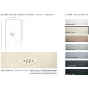 Receveur de douche en résine Largeur 110 Sable Ral 7035 110x120 cm