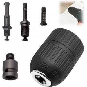Lot de 5 Mandrin Perceuse pour Mandrin Sans Clé, Tariere sds, Adaptateur de Visseuse à Percussion,pour Outil Multifonction Rotatif
