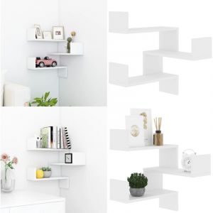 Vidaxl - tag&egrave;re d'angle murale Blanc 40x40x50 cm bois d'ing&eacute;nierie - &Eacute;tag&egrave;re Murale - &Eacute;tag&egrave;re D'angle - Rangement Mural - D&eacute;coration Murale - Meuble