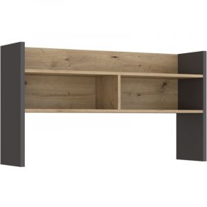 Meubletmoi - Surmeuble de bureau 110 cm d&eacute;cor bois de ch&ecirc;ne et gris fonc&eacute; - odyss&eacute;e