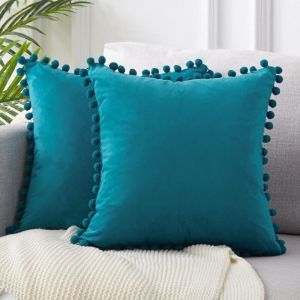 Ineasicer - Housse Coussin 45x45 Bleu Canard Canape Decoratif Lot de 2 Housse de Coussin Velours Doux Decoration Salon Chambre Aesthetic Maison
