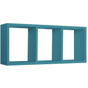 Tristano Étagère murale moderne en forme de cube rectangulaire 3 compartiments - Bleu 3