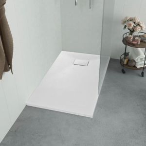 Maison Chic &ndash; Receveur de douche &agrave; poser SMC Blanc 120 x 70 cm &ndash; Surface antid&eacute;rapante &ndash; Seuil bas &ndash; Mat&eacute;riau r&eacute;sistant &agrave; l'usure