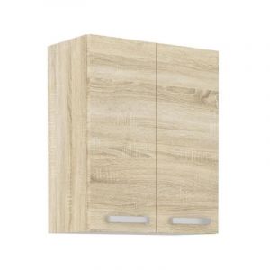 Meuble haut 2 portes battantes - D&eacute;cor chene sonoma - L 60 cm x P 31,6 x H 72 cm - LASSEN