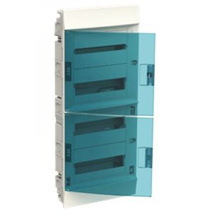 Tableau encastré ABB 48 modules IP41 porte bleu pétrole blanc 4 rangées 41A12X42