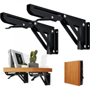 &Eacute;querre Pliante,2 Pi&egrave;ces Support d' &Eacute;tag&egrave;res Pliable,Lourds Equerre Rabattable Murale,Metal Support Console Pliants,Murale Supports Pliable Pour