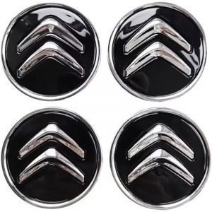 Lot de 4 enjoliveurs pour Citroen C1 C3 C4 C5 C6 DS3 Fregi Jantes en alliage Logo, 60 mm Noir