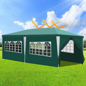 Tolletour - Tonnelle Pavillon Tubes en Acier – Pavillon de terrasse. tente de fumeurs et de fête en tubes en acier pour le jardin 3x6m Vert
