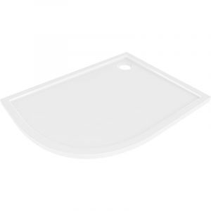 Mexen - Flow receveur de douche demi-circulaire asymétrique slim droit 90 x 80 cm, blanc brillant - 46Q108090R