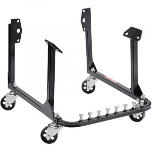 Support Moteur d'Atelier Capacite de 340 kg, Chariot de Manutention pour Moteur en Acier, avec 4 Roulettes Pivotantes et 4 Positions de Crochet,