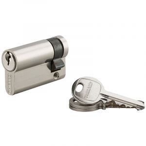 Demi-cylindre de serrure sa unikey (achetez-en plusieurs, ouvrez avec la m&ecirc;me cl&eacute;), 50x10mm, 3 cl&eacute;s, nickel Thirard