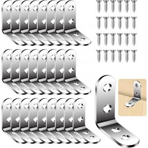 [JAMAIS UTILIS&Eacute;] Lot de 26 Equerre d'assemblage, &Eacute;querre de Fixation en Forme de L, &Eacute;querres de Fixation, &Eacute;querre de Fixation en M&eacute;tal, Equerre Inox