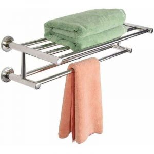 Support de Serviette Salle de Bain Porte-Serviettes Mural Barres de Serviette 60 x 22.5 x 16 cm en Acier Inoxydable