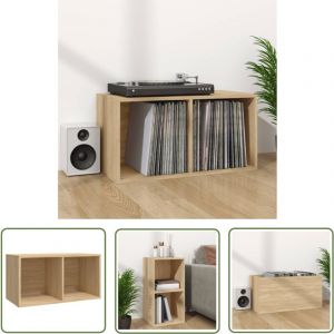 The Living Store - Boîte de rangement de vinyles Chêne sonoma 71x34x36 cm - Boîte De Rangement Vinyle - Rangement Disque Vinyle - Meuble Rangement