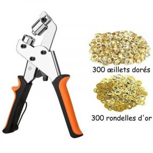 Pince emporte pi&egrave;ce, Pinces &agrave; oeillets, kit professionnel de per&ccedil;age &agrave; oeillets, 300 pi&egrave;ces (diam&egrave;tre int&eacute;rieur 10 mm) pinces de montage &agrave; oeillets