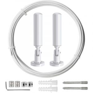 5m Tringle à rideaux Kit, Câble en Acier pour Rideau, pour Rideau, corde à linge de balcon,Blanc