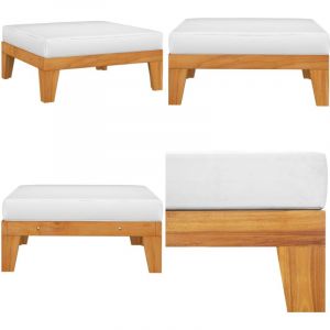 Vidaxl - Repose-pied sectionnel avec coussin blanc crème Bois d'acacia - Repose Pied Jardin - Fauteuil De Jardin - Mobilier De Jardin - Chaise Longue