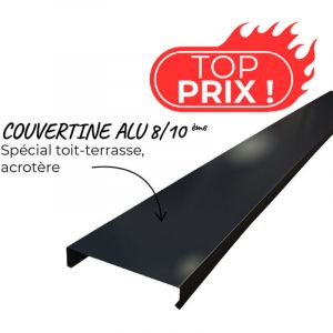 Couvertine 3m ECO50 en alu 8/10&egrave;me pour acrot&egrave;re toit-terrasse - Noir Fonc&eacute; - RAL 9005 - Longueur 3 m lin&eacute;aires - ALUHOME