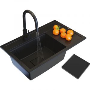 Granitan - vier en granit robinet de cuisine noir capuchon ensemble moderne rendo
