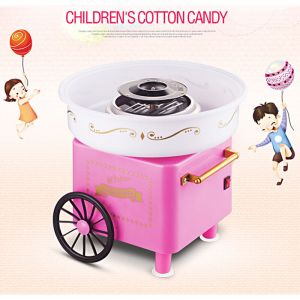 Aqrau Machine &agrave; Barbe &agrave; papa 500 W, Achine &agrave; Barbe &agrave; Papa Chariot, Fete Foraine Anniversaire Enfant - Rose