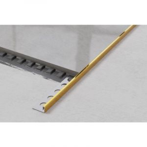 Profil d'angle j rectifi&eacute; en acier inoxydable pour carrelage 1cm x 270cm - Or brillant