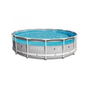 Intex - Kit Piscine hors sol tubulaire Pris Frame - 427 x 107 cm - Ronde (Pompe, bâche, tapis de sol et échelle) - 26722NP