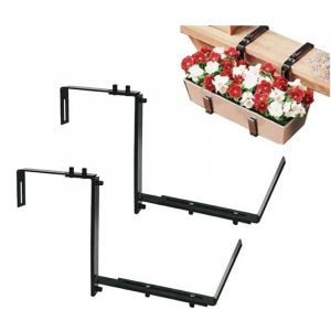 Lot de 2 supports de jardini&egrave;re r&eacute;glables pour jardini&egrave;re de balcon - Support robuste pour terrasse, balustrade, pavillon, suspension de jardini&egrave;re