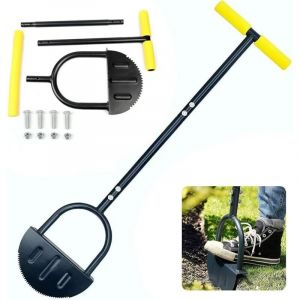 Coupe Bordure Pelouse Manuelle Avec Poign&eacute;e en 107cm, Coupe Bordure Gazon Demi Lune, Bordure &agrave; Dents de Scie Outil, Outil de Bordure de Pelouse