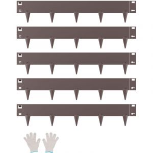 VEVOR Bordure de Jardin en Acier, Lot de 5, Bordures Paysageres en Metal, 990 x 181 mm, Resistante a la Rouille, Installation Simple, Bandes Pliables