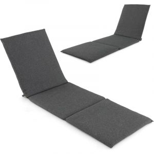 COSTWAY Coussin Bain de Soleil, Coussin &Eacute;pais pour Chaise Longue d'Ext&eacute;rieur, Matelas Pliable pour Transat Ext&eacute;rieur, Sangles de Fixation &agrave; Crochets