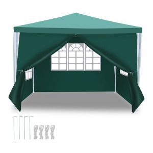 Einfeben Tente Pavillon Tente de Jardin – Pavillon de jardin, kiosque à bière pour les marchés et les fêtes, idéal pour les mariages 3x3m Vert
