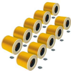Vhbw - 10x filtre plissé compatible avec Kärcher a 2674 pt Plus, a 2604, a 2574 pt, a 2656 x Plus, a 2654 Me aspirateur - jaune