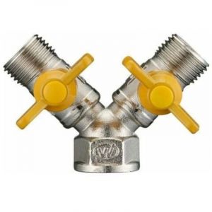 Raccord de Tuyau en Laiton avec Inverseur de Gaz, Double Sortie - 2 Voies.