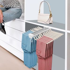 Porte Pantalon Coulissant Extensible &agrave; 22 Bras Double Rang&eacute;e Tringle Coulissante Penderie Antid&eacute;rapant Cintres Porte Pantalon Dressing,pour