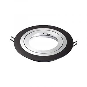 Ecolux - Support AR111 spot rond encastrable orientable 3 anneaux Aluminium brillant