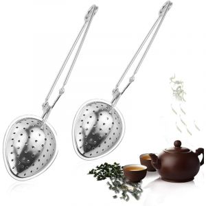 Lntyq Infuseur Th&eacute;, Cuillere Infuseur Th&eacute;, Passette Teatime pour 1-2 Tasses, Th&eacute; Infuseur, Acier Inoxydable, Argent (2pcs)