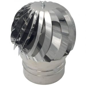 Einside - Extracteur de Fum&eacute;es Rotatif &Eacute;olien en Acier Inoxydable aisi 304, Base Ronde &ndash; 100 mm