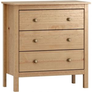 Miroytengo - Commode Samy couleur miel 3 tiroirs en bois 77x81x40 cm