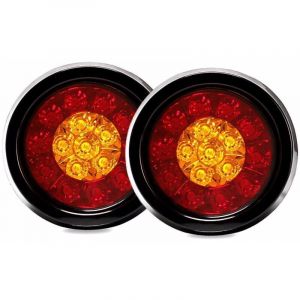 Aiducho - 2 Pièces-16led Feu Arrière Bicolore Anneau En Caoutchouc Camion Feu Arrière Rond Rouge Et Jaune Adapté Pour Kamon Mk-272