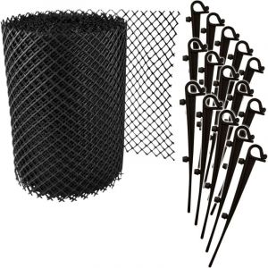 Grillage de protection de goutti&egrave;re en polypropyl&egrave;ne noir / 6m x 016m + fixations Prot&eacute;ger votre goutti&egrave;re contre les chutes de feuille