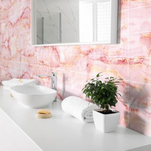 Sticker Mural Carrelage adh&eacute;sif Cuisine Salle de Bain - 60 stickers carrelages marbre rose de las terrenas - 60stickers15x15cm