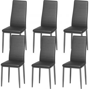 Chaise de Salle à Manger Nordique, Chaises de Cuisine Lot de 6 Chaises , Design Ergonomique, Pieds en Métal, Revêtement Vintage, Noir - Dewinner