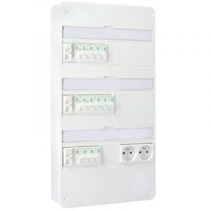 Schneider &ndash; Tableau &eacute;lectrique pr&eacute;&eacute;quip&eacute; 3 rang&eacute;es 3ID 63A 12 disjoncteurs &ndash; Encastrable &ndash; Pour installations &eacute;lectriques professionnelles - RESI9