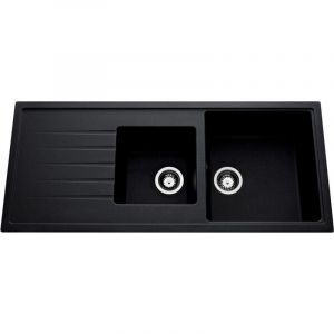 Anconetti - Evier à encastrer Ancoline réversible 2 cuves + 1 égouttoir 116x50cm - Noir