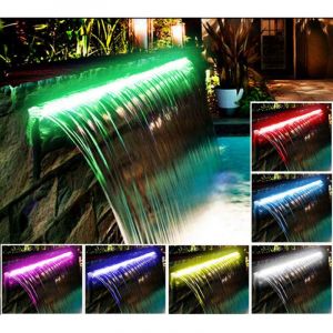 Lame d'eau pour piscine LED Cascade chute d'eau en acrylique 90cm Piscine et fontaine bassins Compatible traitement au sel chlore