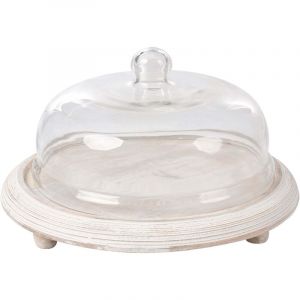 Beliani - Pr&eacute;sentoir &agrave; G&acirc;teaux en Bois de Manguier avec Couvercle Porte P&acirc;tisserie Cloche Marron Clair Zagazig