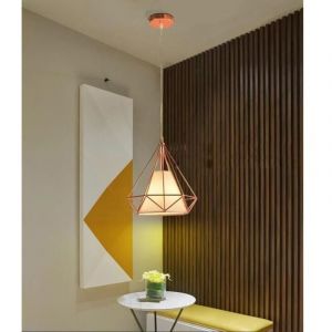 Suspension filaire en forme diamant 25cm STOEX , Or rose lustre abat-jour pour salon cuisine salle &agrave; manger bar - seul