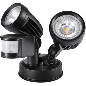 Projecteur LED Exterieur Detecteur de Mouvement 26W, 3000lm Double-t&ecirc;te 180&deg; R&eacute;glable Projecteur Exterieur LED Etanche IP65 Spot LED pour Le Garage,