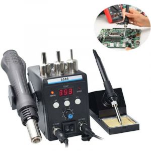 700W Station de Soudage et de Fer &agrave; Souder &agrave; Air Chaud, 2 en 1 Fer a Souder Pour Le Dessoudage Station Air Chaud 200500&deg;C Temp&eacute;rature R&eacute;glable 8586