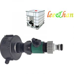 Robinet Cuve 1000L Avec Adaptateur Robinet Tuyau Arrosage, IBC Raccord Robinet, Robinet de Jardin pour Recuperateur Eau de Pluie (Adaptateur en